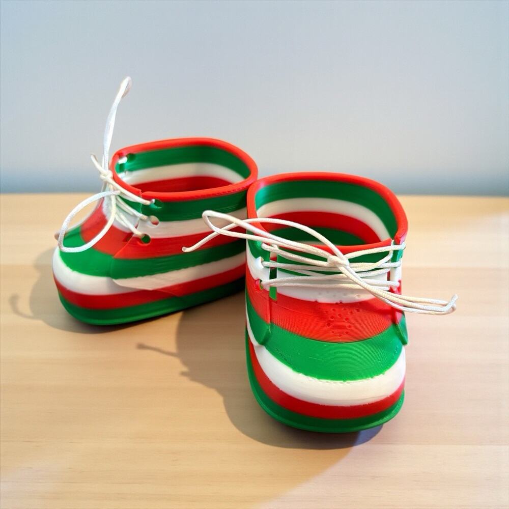 Replacement Shoes 16” Cabbage Patch 3D Printed Red White Green Stripe Christmas